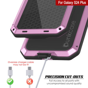 Galaxy S24 Plus Metal Case, Heavy Duty Military Grade Armor Cover [shock proof] Full Body Hard [Pink]