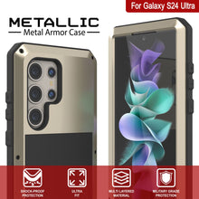 Load image into Gallery viewer, Galaxy S24 Ultra Metal Case, Heavy Duty Military Grade Armor Cover [shock proof] Full Body Hard [Gold]
