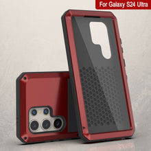 Load image into Gallery viewer, Galaxy S24 Ultra Metal Case, Heavy Duty Military Grade Armor Cover [shock proof] Full Body Hard [Red]
