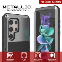 Load image into Gallery viewer, Galaxy S24 Ultra Metal Case, Heavy Duty Military Grade Armor Cover [shock proof] Full Body Hard [Silver]
