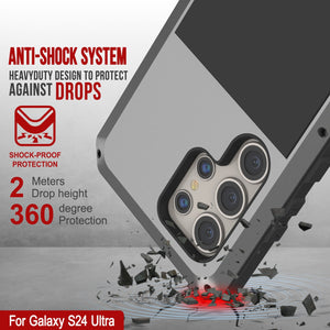 Galaxy S24 Ultra Metal Case, Heavy Duty Military Grade Armor Cover [shock proof] Full Body Hard [Silver]