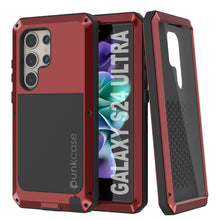 Load image into Gallery viewer, Galaxy S24 Ultra Metal Case, Heavy Duty Military Grade Armor Cover [shock proof] Full Body Hard [Red]
