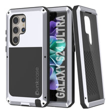 Load image into Gallery viewer, Galaxy S24 Ultra Metal Case, Heavy Duty Military Grade Armor Cover [shock proof] Full Body Hard [White]
