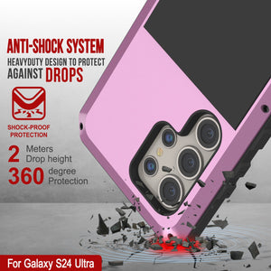 Galaxy S24 Ultra Metal Case, Heavy Duty Military Grade Armor Cover [shock proof] Full Body Hard [Pink]