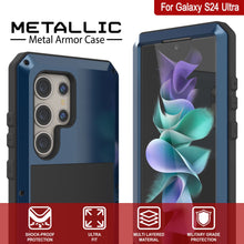 Load image into Gallery viewer, Galaxy S24 Ultra Metal Case, Heavy Duty Military Grade Armor Cover [shock proof] Full Body Hard [Blue]
