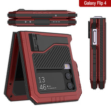 Load image into Gallery viewer, Galaxy Z Flip4 Metal Case, Heavy Duty Military Grade Armor Cover Full Body Hard [Red]
