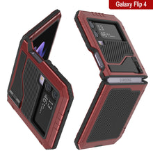 Load image into Gallery viewer, Galaxy Z Flip4 Metal Case, Heavy Duty Military Grade Armor Cover Full Body Hard [Red]
