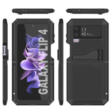 Load image into Gallery viewer, Galaxy Z Flip4 Metal Case, Heavy Duty Military Grade Armor Cover Full Body Hard [Black]
