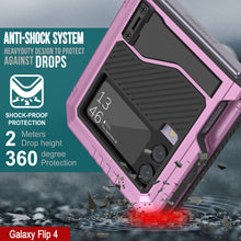 Load image into Gallery viewer, Galaxy Z Flip4 Metal Case, Heavy Duty Military Grade Armor Cover Full Body Hard [Pink]
