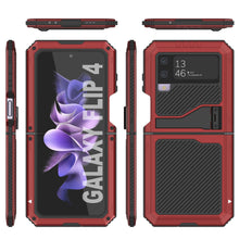 Load image into Gallery viewer, Galaxy Z Flip4 Metal Case, Heavy Duty Military Grade Armor Cover Full Body Hard [Red]
