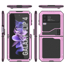 Load image into Gallery viewer, Galaxy Z Flip4 Metal Case, Heavy Duty Military Grade Armor Cover Full Body Hard [Pink]
