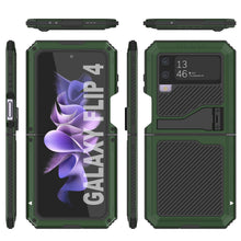 Load image into Gallery viewer, Galaxy Z Flip4 Metal Case, Heavy Duty Military Grade Armor Cover Full Body Hard [Dark Green]
