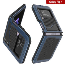 Load image into Gallery viewer, Galaxy Z Flip4 Metal Case, Heavy Duty Military Grade Armor Cover Full Body Hard [Blue]
