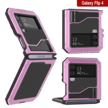 Load image into Gallery viewer, Galaxy Z Flip4 Metal Case, Heavy Duty Military Grade Armor Cover Full Body Hard [Pink]

