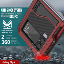 Load image into Gallery viewer, Galaxy Z Flip4 Metal Case, Heavy Duty Military Grade Armor Cover Full Body Hard [Red]
