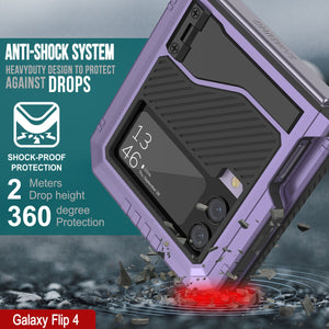 Galaxy Z Flip4 Metal Case, Heavy Duty Military Grade Armor Cover Full Body Hard [Purple]