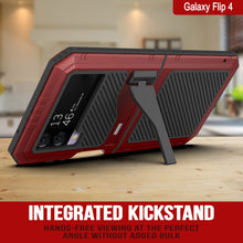 Load image into Gallery viewer, Galaxy Z Flip4 Metal Case, Heavy Duty Military Grade Armor Cover Full Body Hard [Red]
