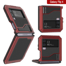 Load image into Gallery viewer, Galaxy Z Flip4 Metal Case, Heavy Duty Military Grade Armor Cover Full Body Hard [Red]
