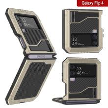 Load image into Gallery viewer, Galaxy Z Flip4 Metal Case, Heavy Duty Military Grade Armor Cover Full Body Hard [Gold]
