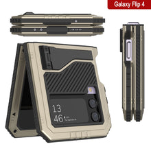 Load image into Gallery viewer, Galaxy Z Flip4 Metal Case, Heavy Duty Military Grade Armor Cover Full Body Hard [Gold]
