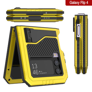 Galaxy Z Flip4 Metal Case, Heavy Duty Military Grade Armor Cover Full Body Hard [Neon]
