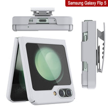 Load image into Gallery viewer, Galaxy Z Flip5 Case With Tempered Glass Screen Protector, Holster Belt Clip &amp; Built-In Kickstand [White]
