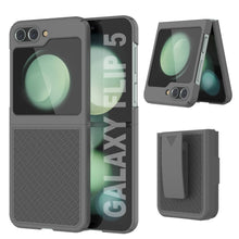 Load image into Gallery viewer, Galaxy Z Flip5 Case With Tempered Glass Screen Protector, Holster Belt Clip &amp; Built-In Kickstand [Grey]
