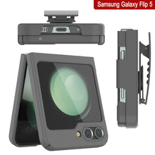 Load image into Gallery viewer, Galaxy Z Flip5 Case With Tempered Glass Screen Protector, Holster Belt Clip &amp; Built-In Kickstand [Grey]
