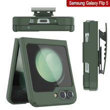 Load image into Gallery viewer, Galaxy Z Flip5 Case With Tempered Glass Screen Protector, Holster Belt Clip &amp; Built-In Kickstand [Green]
