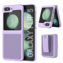 Load image into Gallery viewer, Galaxy Z Flip5 Case With Tempered Glass Screen Protector, Holster Belt Clip &amp; Built-In Kickstand [Lilac]
