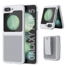 Load image into Gallery viewer, Galaxy Z Flip5 Case With Tempered Glass Screen Protector, Holster Belt Clip &amp; Built-In Kickstand [White]
