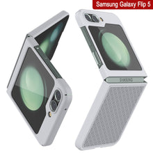 Load image into Gallery viewer, Galaxy Z Flip5 Case With Tempered Glass Screen Protector, Holster Belt Clip &amp; Built-In Kickstand [White]
