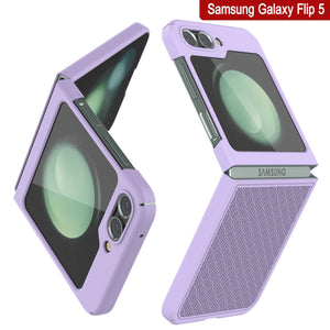 Galaxy Z Flip5 Case With Tempered Glass Screen Protector, Holster Belt Clip & Built-In Kickstand [Lilac]