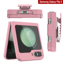 Load image into Gallery viewer, Galaxy Z Flip5 Case With Tempered Glass Screen Protector, Holster Belt Clip &amp; Built-In Kickstand [Pink]
