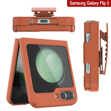 Load image into Gallery viewer, Galaxy Z Flip5 Case With Tempered Glass Screen Protector, Holster Belt Clip &amp; Built-In Kickstand [Orange]
