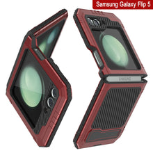 Load image into Gallery viewer, Galaxy Z Flip5 Metal Case, Heavy Duty Military Grade Armor Cover Full Body Hard [Red]
