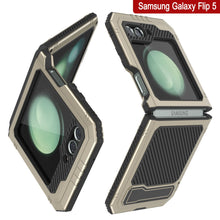 Load image into Gallery viewer, Galaxy Z Flip5 Metal Case, Heavy Duty Military Grade Armor Cover Full Body Hard [Gold]
