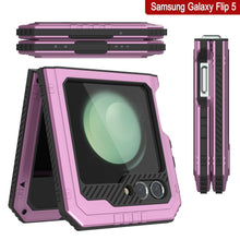 Load image into Gallery viewer, Galaxy Z Flip5 Metal Case, Heavy Duty Military Grade Armor Cover Full Body Hard [Pink]
