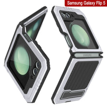 Load image into Gallery viewer, Galaxy Z Flip5 Metal Case, Heavy Duty Military Grade Armor Cover Full Body Hard [White]
