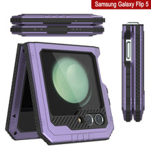 Load image into Gallery viewer, Galaxy Z Flip5 Metal Case, Heavy Duty Military Grade Armor Cover Full Body Hard [Purple]
