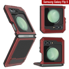 Load image into Gallery viewer, Galaxy Z Flip5 Metal Case, Heavy Duty Military Grade Armor Cover Full Body Hard [Red]
