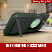 Load image into Gallery viewer, Galaxy Z Flip5 Metal Case, Heavy Duty Military Grade Armor Cover Full Body Hard [Dark Green]
