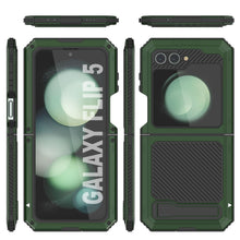 Load image into Gallery viewer, Galaxy Z Flip5 Metal Case, Heavy Duty Military Grade Armor Cover Full Body Hard [Dark Green]
