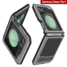 Load image into Gallery viewer, Galaxy Z Flip5 Metal Case, Heavy Duty Military Grade Armor Cover Full Body Hard [Silver]
