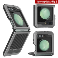 Load image into Gallery viewer, Galaxy Z Flip5 Metal Case, Heavy Duty Military Grade Armor Cover Full Body Hard [Silver]
