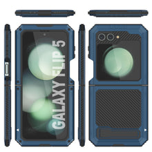 Load image into Gallery viewer, Galaxy Z Flip5 Metal Case, Heavy Duty Military Grade Armor Cover Full Body Hard [Blue]
