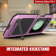 Load image into Gallery viewer, Galaxy Z Flip5 Metal Case, Heavy Duty Military Grade Armor Cover Full Body Hard [Pink]
