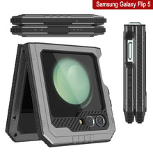 Load image into Gallery viewer, Galaxy Z Flip5 Metal Case, Heavy Duty Military Grade Armor Cover Full Body Hard [Silver]
