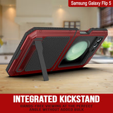 Load image into Gallery viewer, Galaxy Z Flip5 Metal Case, Heavy Duty Military Grade Armor Cover Full Body Hard [Red]
