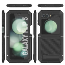 Load image into Gallery viewer, Galaxy Z Flip5 Metal Case, Heavy Duty Military Grade Armor Cover Full Body Hard [Black]
